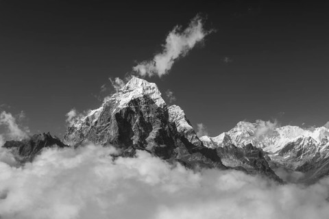 Taboche Peak (6505 m) of the Khumbu Region. Cho Oyu, the eight-thousander and the sixth-highest
