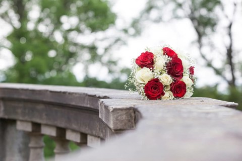 Bridal Bouquet White and Red Roses