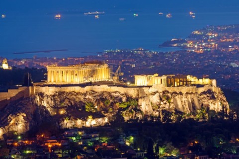 The Acropolis in Athens by night