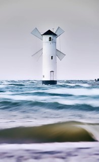 Flood in swinoujscie mills lighthouse