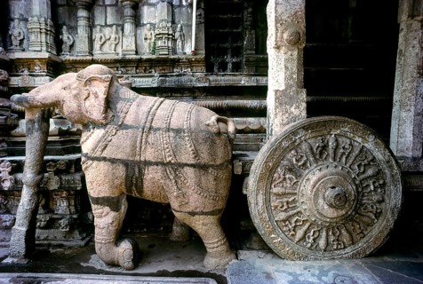 Sarangapani temple sanctum sanctorum built like a chariot with beautifully sculpted elephant