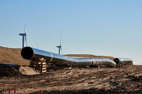 Construction site of the European natural gas pipeline EUGAL near Wrangelsburg Germany on 16.02