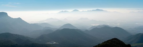 panorama landscape view of semi-desert mountain landscape in southern Spain