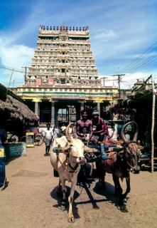Eastern side Rajagopuram tower of Thillai Nataraja temple in Chidambaram, Tamil Nadu, South India,