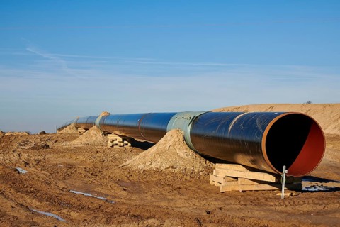 Construction site of the European natural gas pipeline EUGAL near Wrangelsburg Germany on 16.02