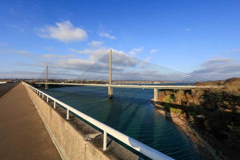 View from the bridge Pont Albert-Louppe to the bridge Pont de l'Iroise over the Elorn at the mouth
