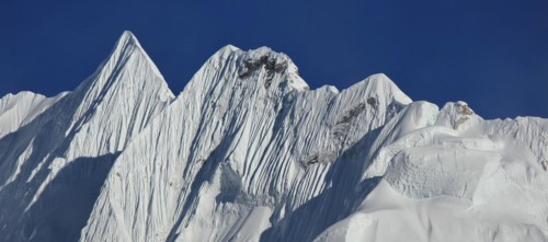 Mountain covered by glacier. Sharpe ridge. Scene in the Everest National Park Nepal