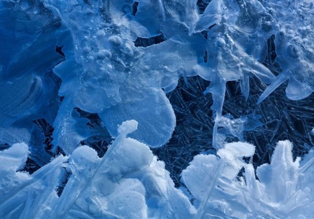 Ice formations, Brandenberger Ache, Kramsach, Kufstein District, North Tirol, Tirol, Austria,