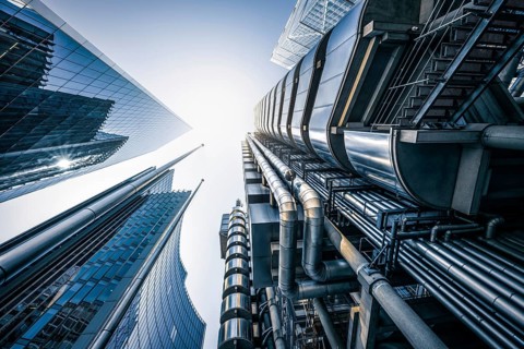 modern facades in the city of london