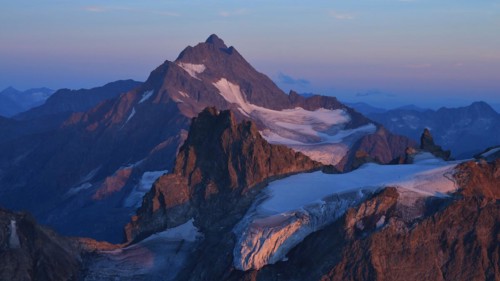 Alpine glow seen from Mount Titlis, Switzerland, Europe