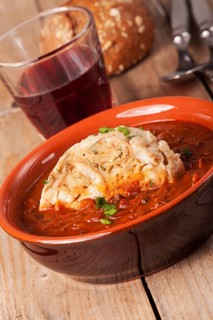 Goulash with a napkin dumpling