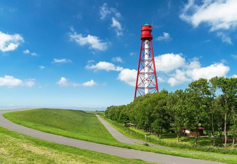 Campen Lighthouse, highest lighthouse in Germany, Krummhörn, East Frisia, Lower Saxony, Germany,
