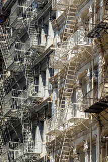 New York. Manhattan. Fire escape ladders