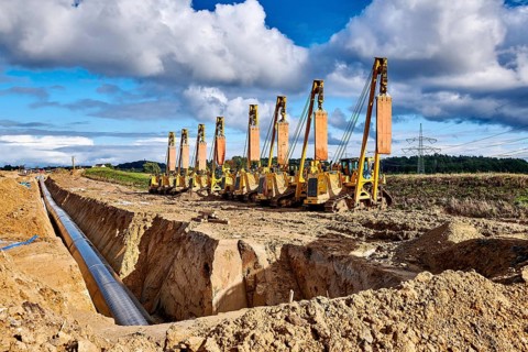 Construction site of the European natural gas pipeline EUGAL near Wrangelsburg Germany on 16.02