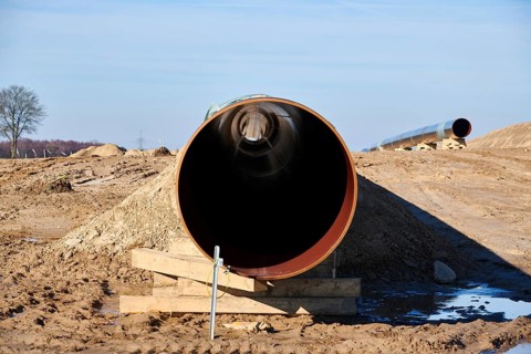 Construction site of the European natural gas pipeline EUGAL near Wrangelsburg Germany on 16.02