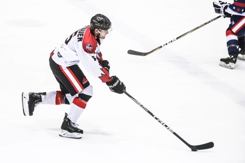 MELBOURNE, AUSTRALIA, JUNE 21: James Bettauer of Canada skates in the 2019 Ice Hockey Classic in
