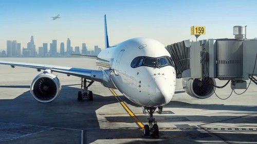 modern airliner at the terminal of an airport