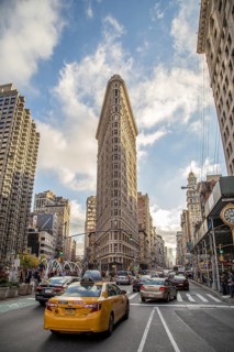 New York, United States of America, November 19, 2016: Exterior view of the famous Flatiron