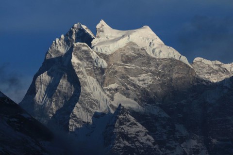 Majestic peak of Kangtega at sunset
