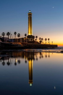 A vertical view of the Chipiona lighthouse in Andalusia