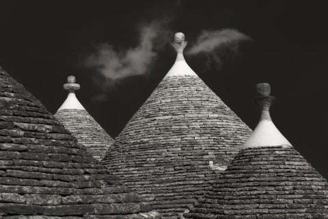 Roofs of typical trullo houses (trulli) in Apulia, Italy, Europe