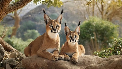 AI generated, animal, animals, mammal, mammals, biotope, habitat, two, female, juvenile, foraging,