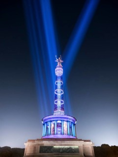 Illuminated Victory Column, by night, Berlin, Germany, Europe