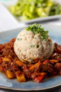 Hungarian goulash with bread dumplings
