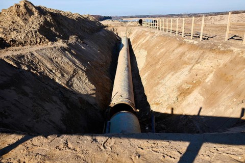 Construction site of the European natural gas pipeline EUGAL near Wrangelsburg Germany on 16.02