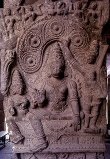 Hanuman Sculpture in Ramaswamy temple pillared Mahamandapatam in Kumbakonam, Tamil Nadu, India,