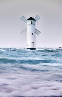 Flood in swinoujscie mills lighthouse