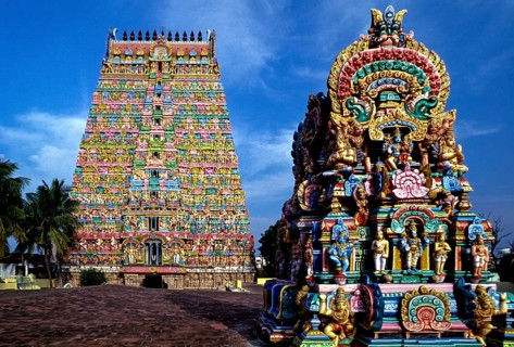 Sarangapani temple towers in Kumbakonam, Tamil Nadu, India, Asia