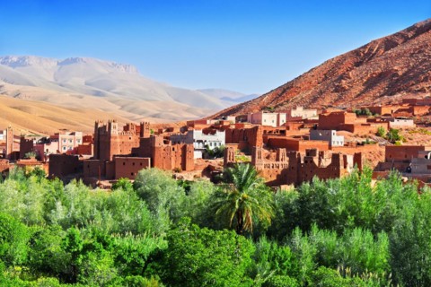 Old berber architecture near the city of Tamellalt in Atlas Mountains region in Morocco