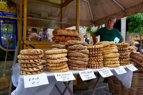 Athens Greece. Food stall downtown