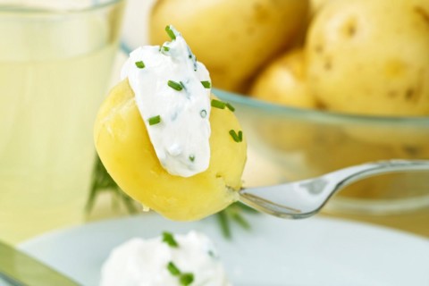 Jacket potatoes with herb curd cheese
