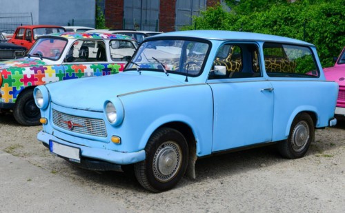 The Trabant is a car that was produced by former East German auto maker VEB Sachsenring