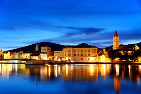 Old town of Trogir in Dalmatia, Croatia by night