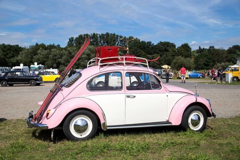 Celle, Germany, August 7, 2016: A pink Volkswagen Kaefer at the annual Kaefer Meeting, Europe