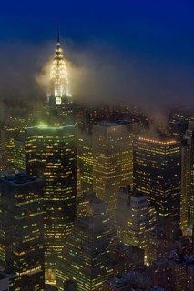 New York. Manhattan. Aerial view at dusk