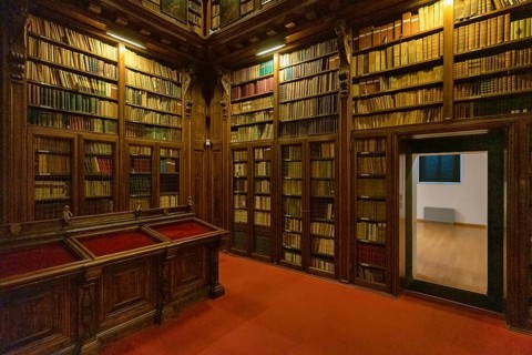Milan Italy. Biblioteca Ambrosiana. Ambrosian Library inside Pinacoteca Ambrosiana