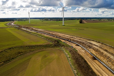 Construction site of the European natural gas pipeline EUGAL near Wrangelsburg Germany on 16.02