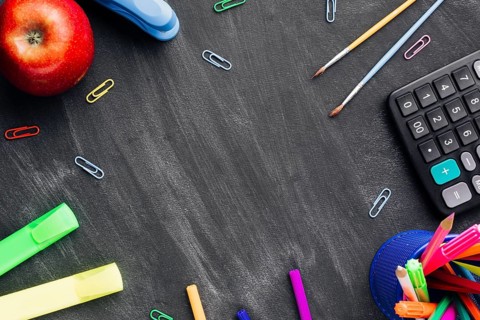 School supplies blackboard