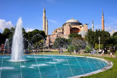 Byzantine architecture of the Hagia Sophia (The Church of the Holy Wisdom or Ayasofya in Turkish)
