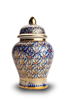 Colorful Thai style porcelain, Benjarong, isolated on white background with clipping path. The