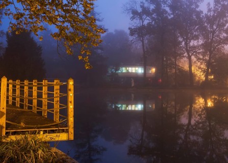 Foggy scene in a Maksimir park in Zagreb