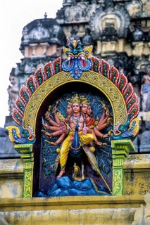 Stucco work in Thillai Nataraja temple in Chidambaram, Tamil Nadu, South India, India, Asia
