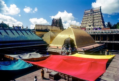 Gold tiled kanaka saba in Thillai Nataraja temple in Chidambaram, Tamil Nadu, South India, India,
