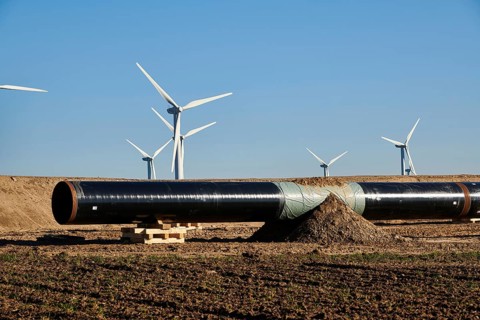 Construction site of the European natural gas pipeline EUGAL near Wrangelsburg Germany on 16.02