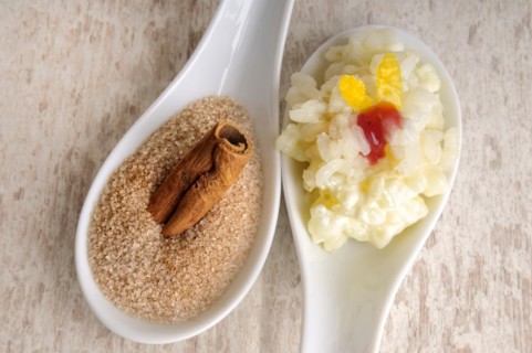 Rice pudding with cinnamon and sugar