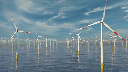Symbolic image on the use of wind power at sea